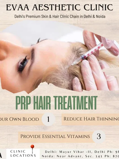 A visual breakdown of our PRP Hair Treatment process. The procedure utilizes the patient's own platelet-rich plasma, which contains essential growth factors, to reduce hair thinning and nourish the scalp for healthier hair.