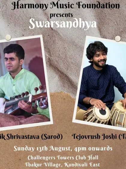 A poster for my performance with the ever soulful sarod player, Pratik Shrivastava, at a 'Swarsandhya' concert in Kandivali, Mumbai.