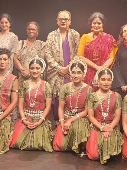 With the dancers of Srjan and Guru Ratikant Mohapatra. This curated session included a film, a dialogue, and a live performance.