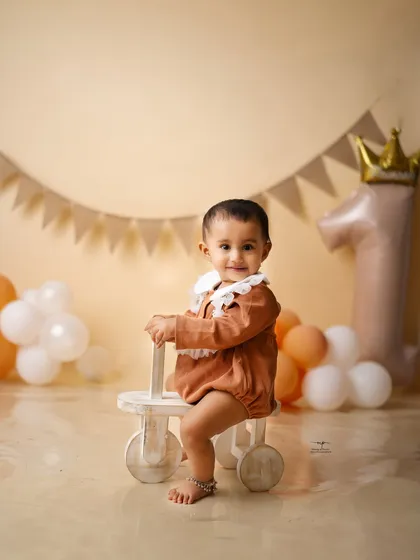 Another adorable shot from the teddy bear first birthday session, showcasing a classic and timeless setup for a little girl's big day.