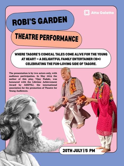 Poster for 'Robi's Garden', a theatre performance for young audiences based on Tagore's tales.