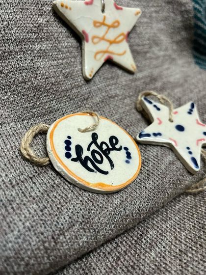 The 'Hope' ornament set, showing the different patterns on each star.