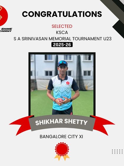 Another achievement for Shikhar Shetty! Congratulations on your selection for the Under-23 Zonals with the Bangalore City XI.