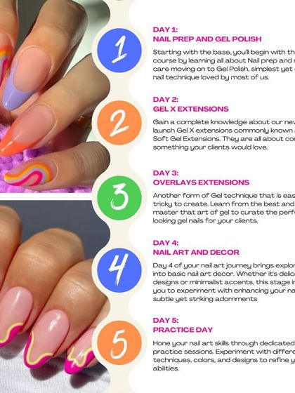 Our 5-day Summer Splash Workshop covers everything from nail prep and gel polish to Gel-X extensions, overlays, and nail art. It's the perfect way to dive into your nail journey.