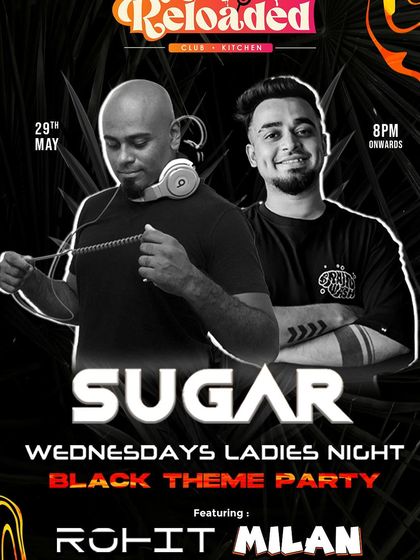 A flyer for a 'Black Theme Party' on a Wednesday, showing we love to switch things up.