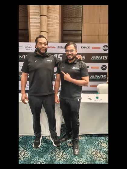 Our coach with a fellow official at MFN 15. We are part of a network of top professionals in the Indian MMA scene.