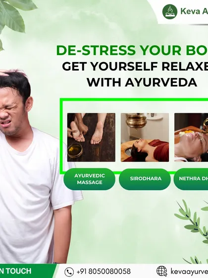 We offer a trio of powerful de-stressing therapies. A full-body Ayurvedic massage releases physical tension, Shirodhara calms the mind, and Nethra Dhara revitalizes tired eyes for complete relaxation.
