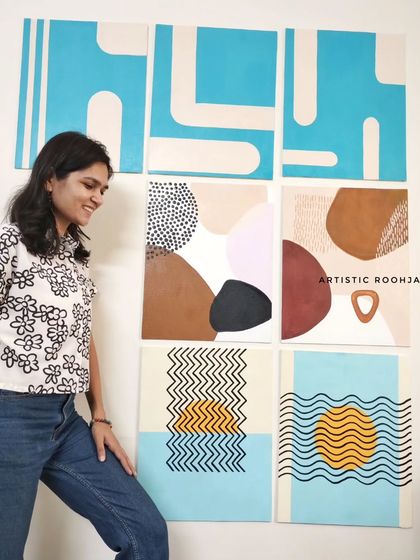 Another shot with the modern art collection. These pieces are perfect for adding a sophisticated and creative touch to a corporate environment or a modern home.