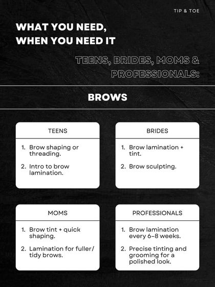 Different lifestyles call for different brow solutions. Here are my top recommendations for teens, brides, moms, and professionals to help you achieve your perfect brow look.