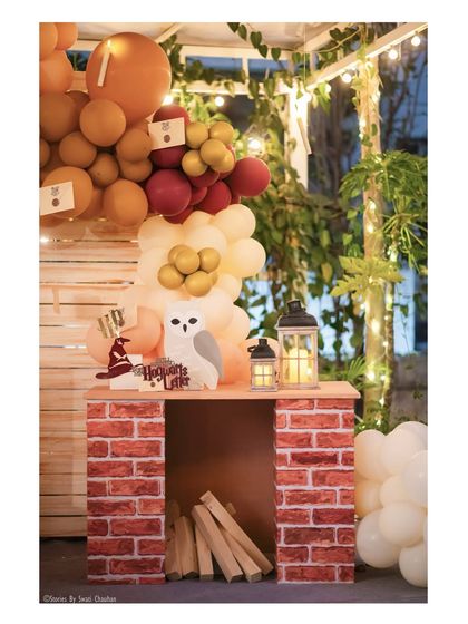 A duplicate image of the charming Hogwarts-style fireplace, perfect for creating a magical and cozy atmosphere.