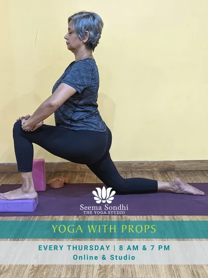 My "Yoga with Props" class is designed to help you find correct alignment and feel the full essence of each pose, perfect for beginners and experienced yogis alike.