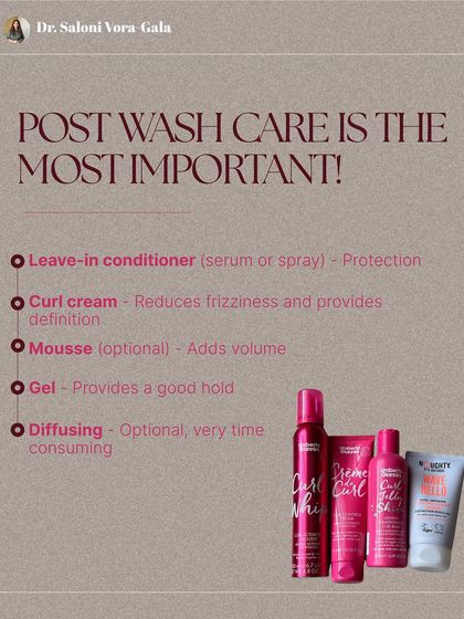 Post-wash care is the most important step for wavy hair. A leave-in conditioner protects the strands, while a curl cream and gel can provide definition and hold, reducing frizz.