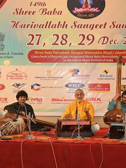 On stage at the Harivallabh Sangeet Sammelan, a truly historic and revered platform for classical music.