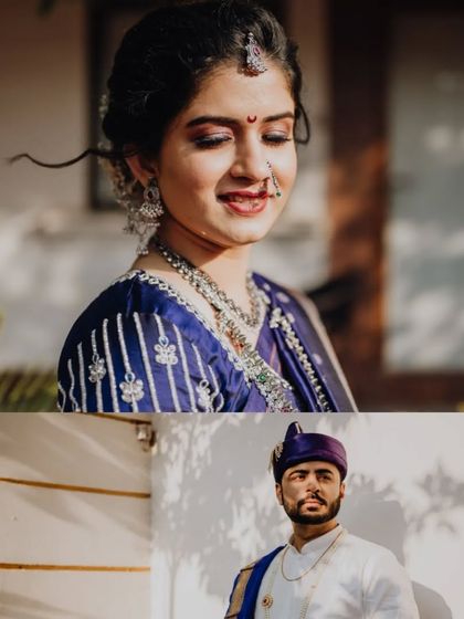 A collage of individual portraits of the bride and groom, Sajiree and Neil, capturing their elegance and style on their wedding day.