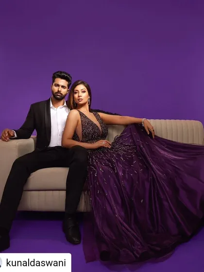 A powerful and elegant look we created for a Naturals Salon advertisement. The deep purple gown with its intricate beading and plunging neckline exudes glamour and sophistication. Our goal was to create a memorable image that perfectly aligns with the brand's high-end beauty services.