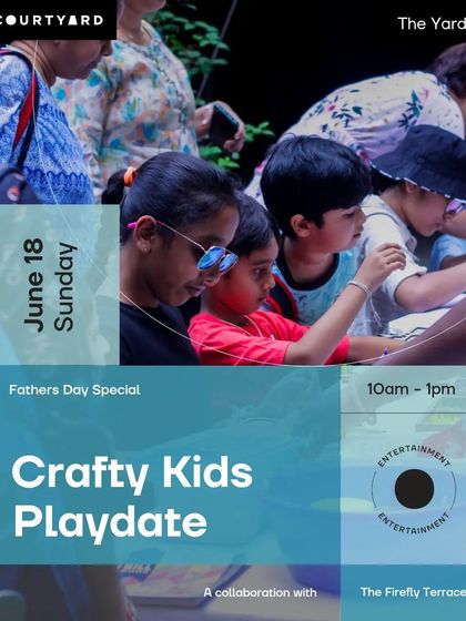 This is the poster for our special Father's Day event, a "Crafty Kids Playdate." I believe that creating art together is a powerful way for families to bond and celebrate special occasions.