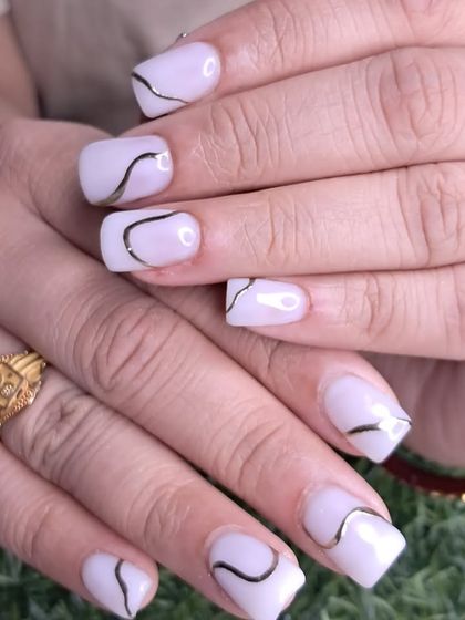 A full look at this chic and modern milky white set.