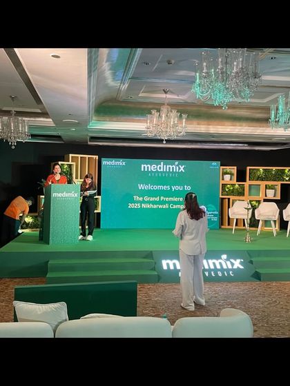 Our team conducting a lighting and sound check on the Medimix stage before the event.