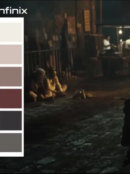 The foundational color palette developed for the Infinix ad. This mood board guided the costume choices, ensuring every piece of clothing aligned with the campaign's dark, cinematic, and earthy aesthetic.