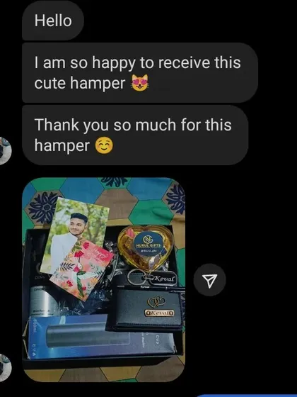 'I am so happy to receive this cute hamper' - a lovely message from a customer who was delighted with their gift.