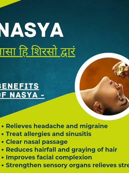 The benefits of Nasya therapy are extensive. It can relieve chronic headaches and sinusitis, clear nasal passages for better breathing, reduce hair fall, and strengthen the sensory organs, which helps in relieving stress.