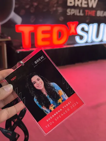 The official speaker badge from my TEDx talk. Holding this in my hand was a powerful reminder of how far I've come on this journey as a self-taught artist and entrepreneur.