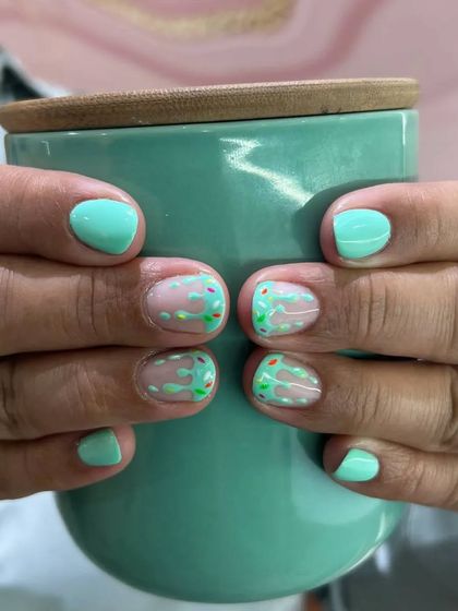 A close-up of the ice cream nails, showing the tiny sprinkle details. It’s all about the little things.