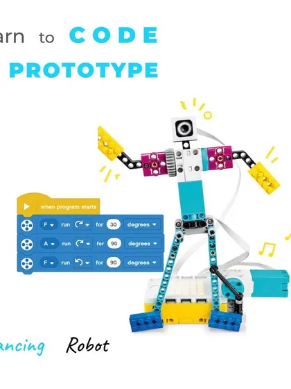 Learn to code and prototype a dancing robot. In this project, students synchronize motor movements, light matrix patterns, and sound beats, even exploring math concepts like fractions to create polyrhythmic beats.