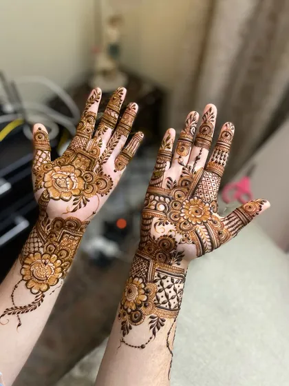 Another view of the fusion design, showing both palms. The mix of styles creates a unique and modern look.
