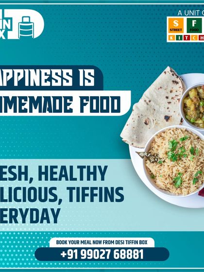 Happiness is homemade food. I believe in providing fresh, healthy, and delicious tiffins every single day, because good food is a source of true joy.