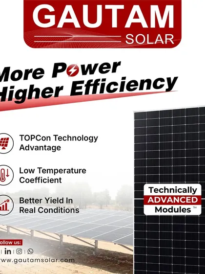 Our TOPCon technology modules are engineered for more power and higher efficiency. They feature a low temperature coefficient for better performance in hot climates and deliver a better yield under real-world conditions.