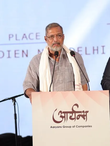 On stage with the legendary actor Nana Patekar. Hosting events with celebrity guests requires a special kind of coordination and stage presence, which I have honed over many years.