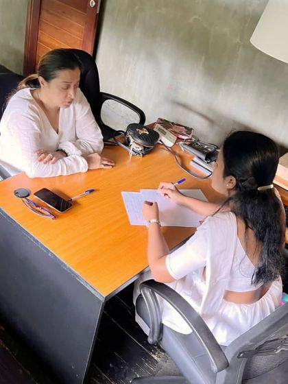 An Ayurvedic consultation during our Sri Lanka retreat. Part of the journey involves receiving personalized guidance from local wellness experts to understand your body and its needs on a deeper level.