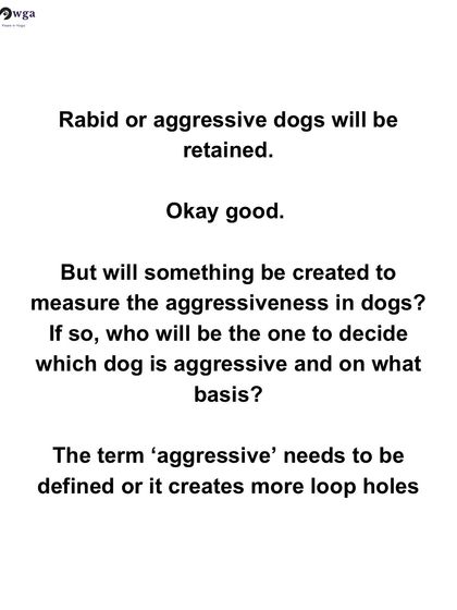 We question vague terms like 'aggressive' in court rulings, which can create loopholes and lead to the unjust treatment of dogs.