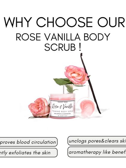 Why choose my Rose Vanilla Body Scrub? It gently exfoliates, improves blood circulation, unclogs pores, and provides aromatherapy-like benefits, leaving your skin soft and supple.