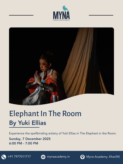 An evocative shot from the performance, capturing the spellbinding artistry of Yuki Ellias in 'Elephant in the Room'.