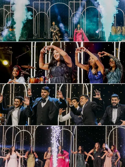 A collage of the friends and family performances, showcasing the joy and coordinated efforts that make a Sangeet so special.