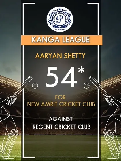 Aaryan Shetty scored an unbeaten 54 runs for New Amrit Cricket Club in the Kanga League.