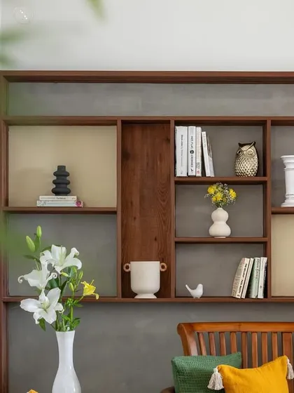 Another view of the integrated bookshelf behind the sofa, demonstrating how we can add storage and personality to even the tightest of spaces.