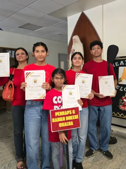 This group performed a medley of "Perhaps, Perhaps, Perhaps" and "Babuji Dheere Chalna", another one of our cross-cultural musical blends that the residents loved.
