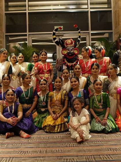 Our entire cast after a successful performance at the "Ahar Tarang Awards". It is a joy to see so many characters from Indian mythology come together on one stage.