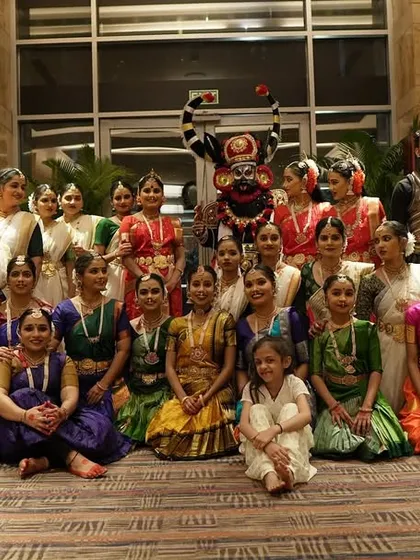 Our entire cast after a successful performance at the "Ahar Tarang Awards". It is a joy to see so many characters from Indian mythology come together on one stage.