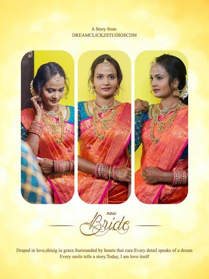 This three photo panel is a popular design for a bride's feature page in a wedding album. It allows me to showcase different expressions and details of her bridal look in a clean, modern layout.