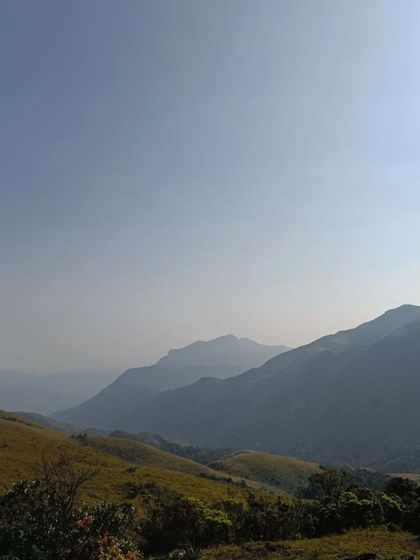 The silhouette of the mountains against the sky.