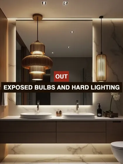 We advise clients on what's 'out' in bathroom design, such as exposed bulbs and hard lighting. Modern luxury favors softer, more integrated lighting solutions for a refined look.