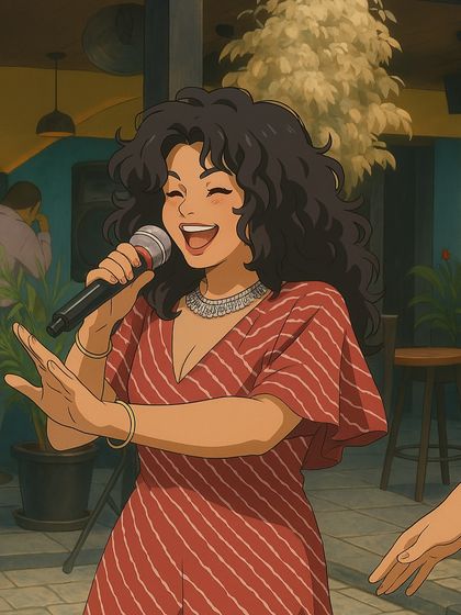 Our female vocalist looks absolutely magical in this Ghibli-style illustration.