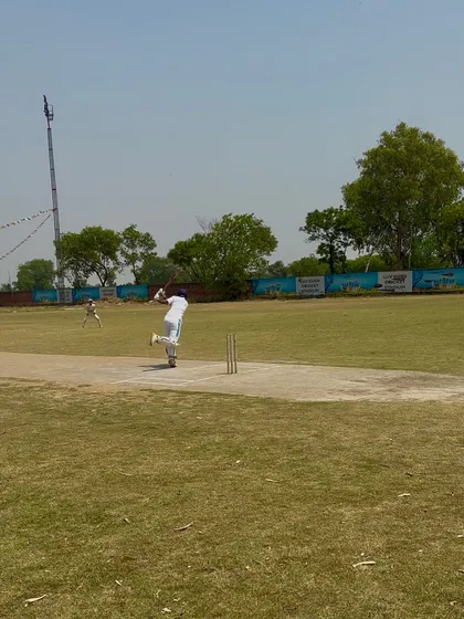 A powerful shot played during the match-winning stand.