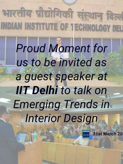 I am passionate about sharing my knowledge on the future of home technology. It was a proud moment for me to be invited as a guest speaker at IIT Delhi to discuss emerging trends in interior design and smart home automation.
