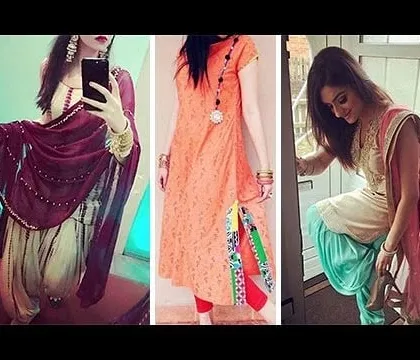 A collection of different suit styles we can stitch, from a classic Patiala suit to a modern kurti with side slits. Just show us the design you like.