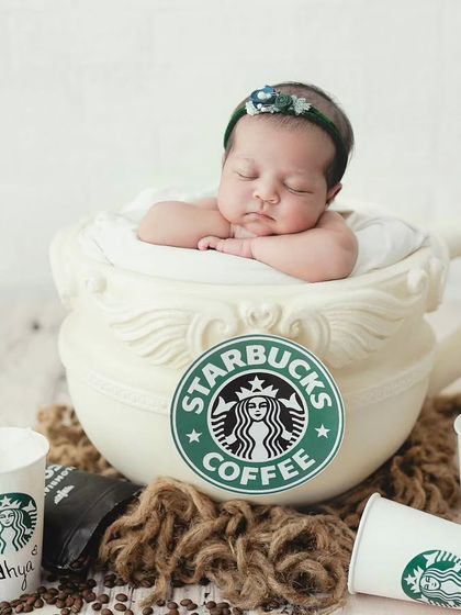 A special brew of cuteness. This Starbucks-themed newborn shoot is perfect for coffee-loving parents.